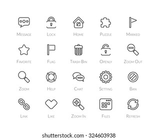 Outline icons thin flat design, modern line stroke style, web and mobile design element, objects and vector illustration icons set 1 - universal collection