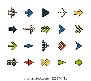 Outline icons thin flat design, modern line stroke style, web and mobile design element, objects and vector illustration icons  set 28 - signs arrows collection