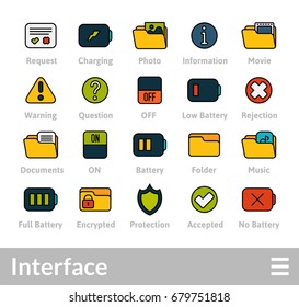 Outline icons thin flat design, modern line stroke style, web and mobile design element, objects and vector illustration icons set 10 - interface collection