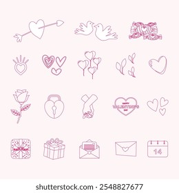 outline of icons valentine day