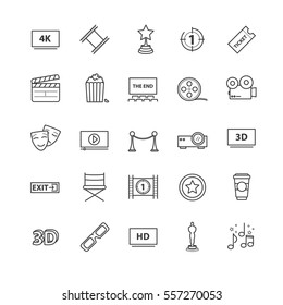 Outline icons vector set - movie, cinema, video for your design