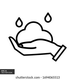 Outline icons wash hands with soap in a flat style. Vector illustration.