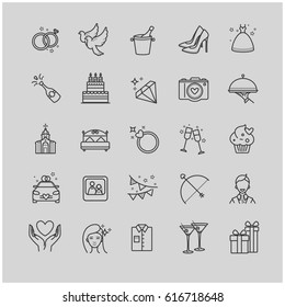 Outline icons - wedding, love set for your design