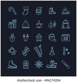 Outline icons - winter, christmas, holiday for your design