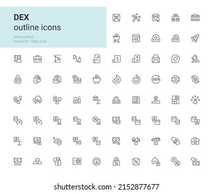 Outline iconset for web, dApp, VR projects, games, presentations and much more. Was created with 128px grids and masks for pixel perfect. Icons are named with tags.