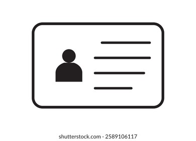 Outline ID card icon, with editable stroke. Personal ID card, driver license pictogram. National ID document, passport, identification identity, personal badge, work pass, verification. Vector icon