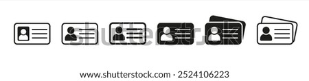Outline ID card icon, with editable stroke. Personal ID card, driver license pictogram. National ID document, passport, identification identity, personal badge, work pass, verification. Vector 10 eps.