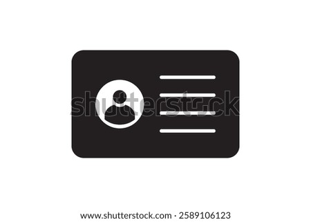 Outline ID card icon, with editable stroke. Personal ID card, driver license pictogram. National ID document, passport, identification identity, personal badge, work pass, verification. Vector icon