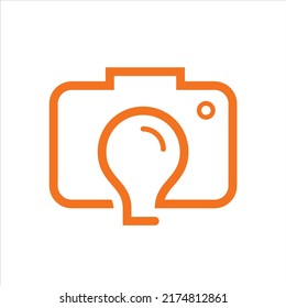 Outline Idea Camera Mascot Logo Design Symbol Template Vector Illustrations