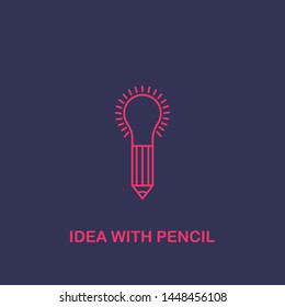 Outline idea with pencil icon.idea with pencil vector illustration. Symbol for web and mobile