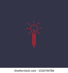 Outline idea with pencil  icon.idea with pencil  vector illustration. Symbol for web and mobile