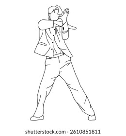 outline idols who are dancing and wearing nice clothes. handsome idols. handsome models who are posing