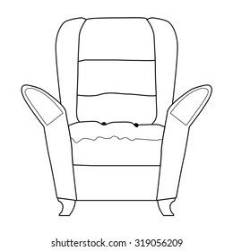 outline illustration of armchair, part of interior