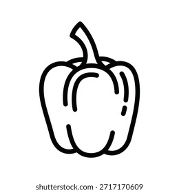 Ilustración de contorno de pimiento morrón. Dibujo de Vector de pimiento morrón para una alimentación saludable. Diseños culinarios aislados. Diseño sencillo en blanco y negro.