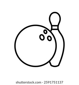 Outline Illustration of Bowling Ball and Pin for Sports and Games