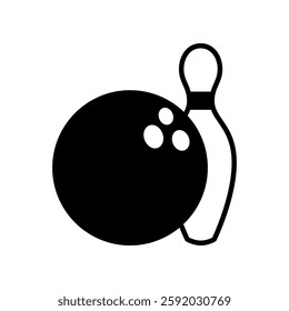 Outline Illustration of Bowling Ball and Pin for Sports and Games