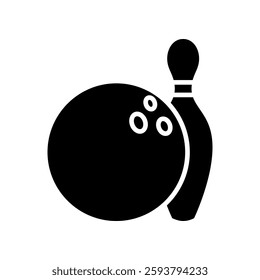 Outline Illustration of Bowling Ball and Pin for Sports and Games