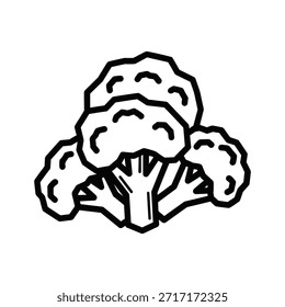 Ilustración de contorno de brócoli. Dibujo de Vector de brócoli para una alimentación saludable. Diseños culinarios aislados. Diseño sencillo en blanco y negro.