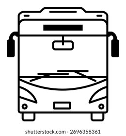 Una ilustración de contorno de un autobús visto desde el frente muestra su forma para los diagramas de transporte.
