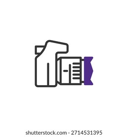 An outline illustration of a camera icon representing photography and digital imaging. The simple design highlights the technology and creative aspects of capturing images. Evokes feelings of