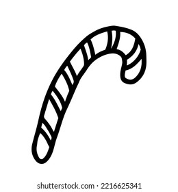 Outline illustration of candy cane in doodle style