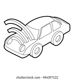 Outline illustration of car with wifi sign vector icon for web