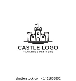 Outline illustration of castle vector logo