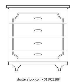 outline illustration of chest of drawers