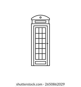 Ilustração de esboço de uma cabine de telefone clássico, ideal para vintage e temas de comunicação.