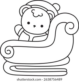 Outline of Illustration of cute bear winter icon.
outline of baby bear winter in the train
