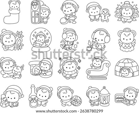 Outline of Illustration of cute bear winter icon.
outline of bear winter activities