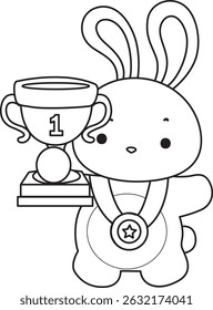 Outline of Illustration of cute bunny icon.
Lineart of Funny rabbit in daily activities elements.
outline of bunny is the winner
