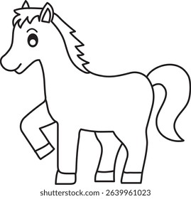 an outline illustration of a cute horse