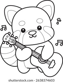 Outline of Illustration of Cute Red Panda activities.
outline of red panda playing an electric guitar
