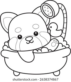 Outline of Illustration of Cute Red Panda activities.
outline of red panda take a bath
