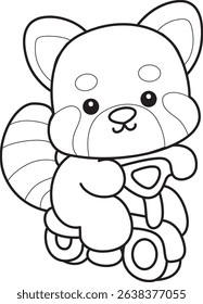 Outline of Illustration of Cute Red Panda activities.
outline of red panda driving a bicycle
