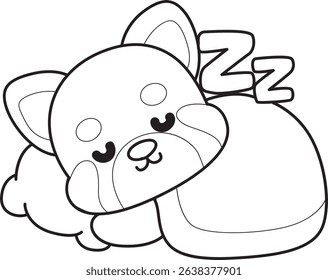 Outline of Illustration of Cute Red Panda activities.
outline of red panda was sleeping
