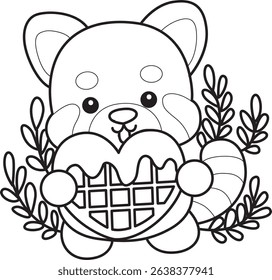 Outline of Illustration of Cute Red Panda activities.
outline of red panda bring a waffle
