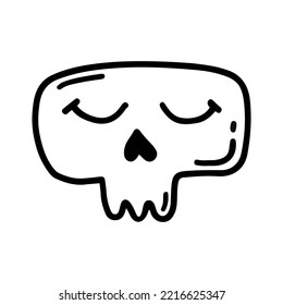 Outline illustration of cute skull in doodle style