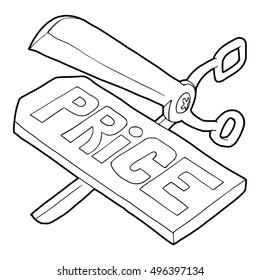 Outline illustration of cutting prices vector icon for web
