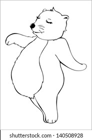 Outline illustration of dancing bear