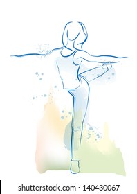 outline illustration of dancing girl