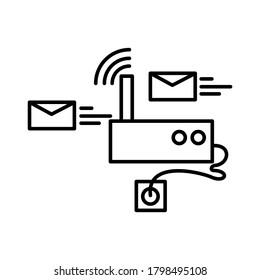 diseño de ilustración de esquema con punto de acceso para enviar dos correos electrónicos