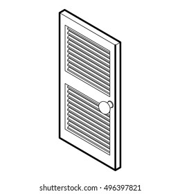 Outline illustration of door with horizontal vent vector icon for web