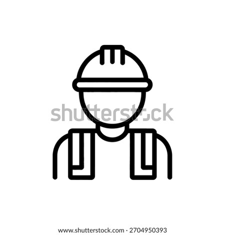 Outline Illustration of an Engineer with Hard Hat and Safety Vest