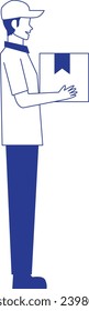Outline Illustration of Faceless Courier Character. Vector Design
