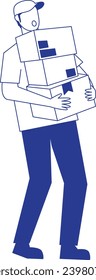 Outline Illustration of Faceless Courier Character. Vector Design