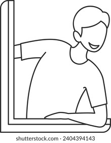 Outline Illustration of Faceless Peeping Character. Vector design
