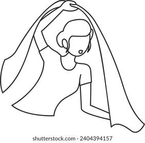 Outline Illustration of Faceless Peeping Character. Vector design
