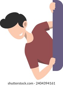 Outline Illustration of Faceless Peeping Character. Vector design